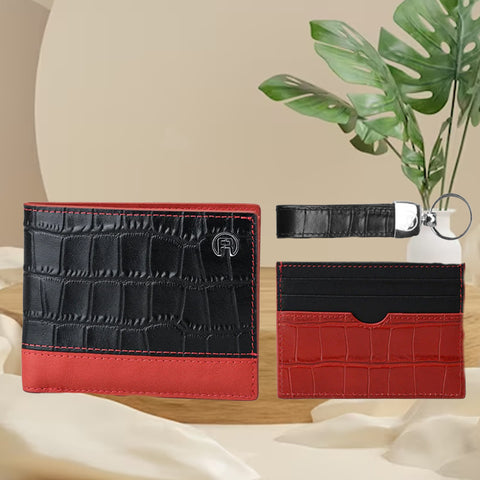 Black croco and Red - Set of Three